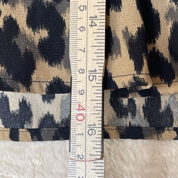 Nordstrom‎ Halogen Women Small Black/Tan Leopard Print Long Sleeve V-Neck Blouse - Picture 4 of 8